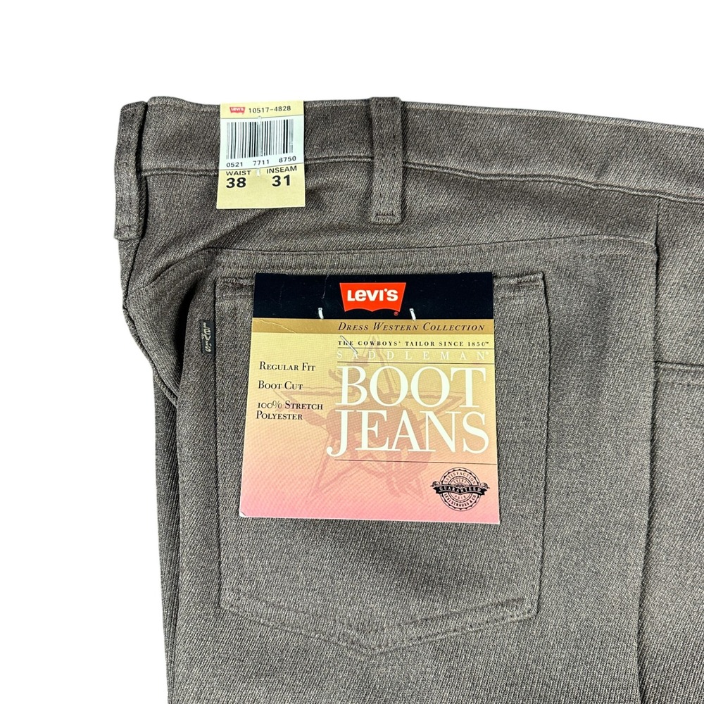 Vintage Levis 517 Saddleman Western Boot Jeans Brown 38x31 NWT 100% Polyester